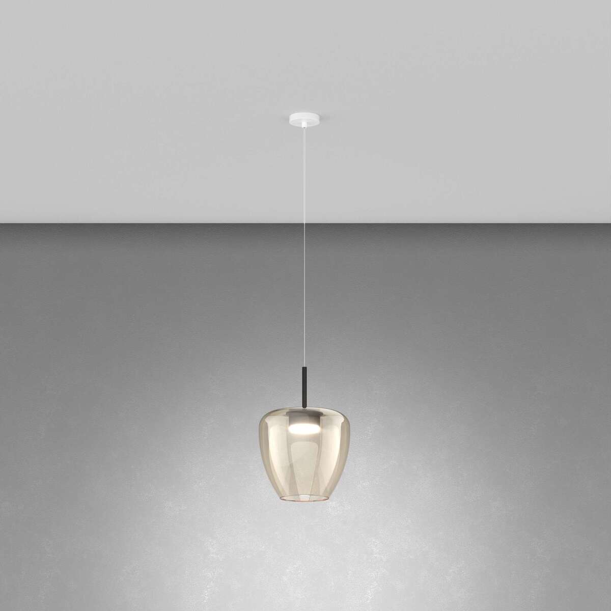 1236BI/SG-AM SOSP. BIANCO 1 LUCE VETRO GRANDE AMBRA