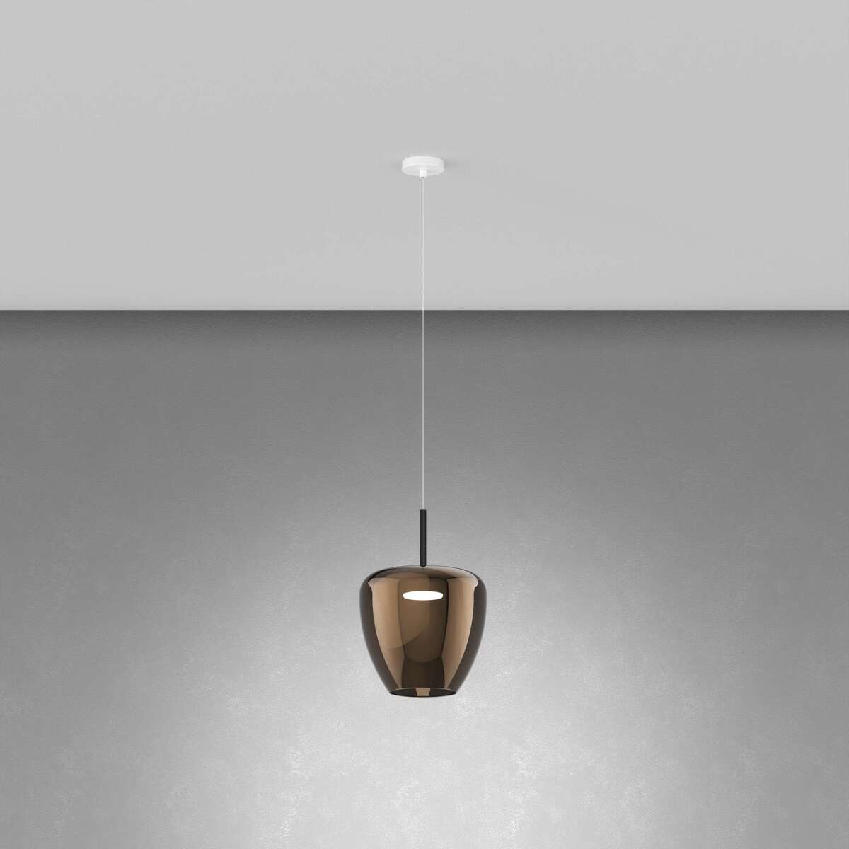 1236BI/SG-BR SOSP. BIANCO 1 LUCE VETRO GRANDE BRONZO