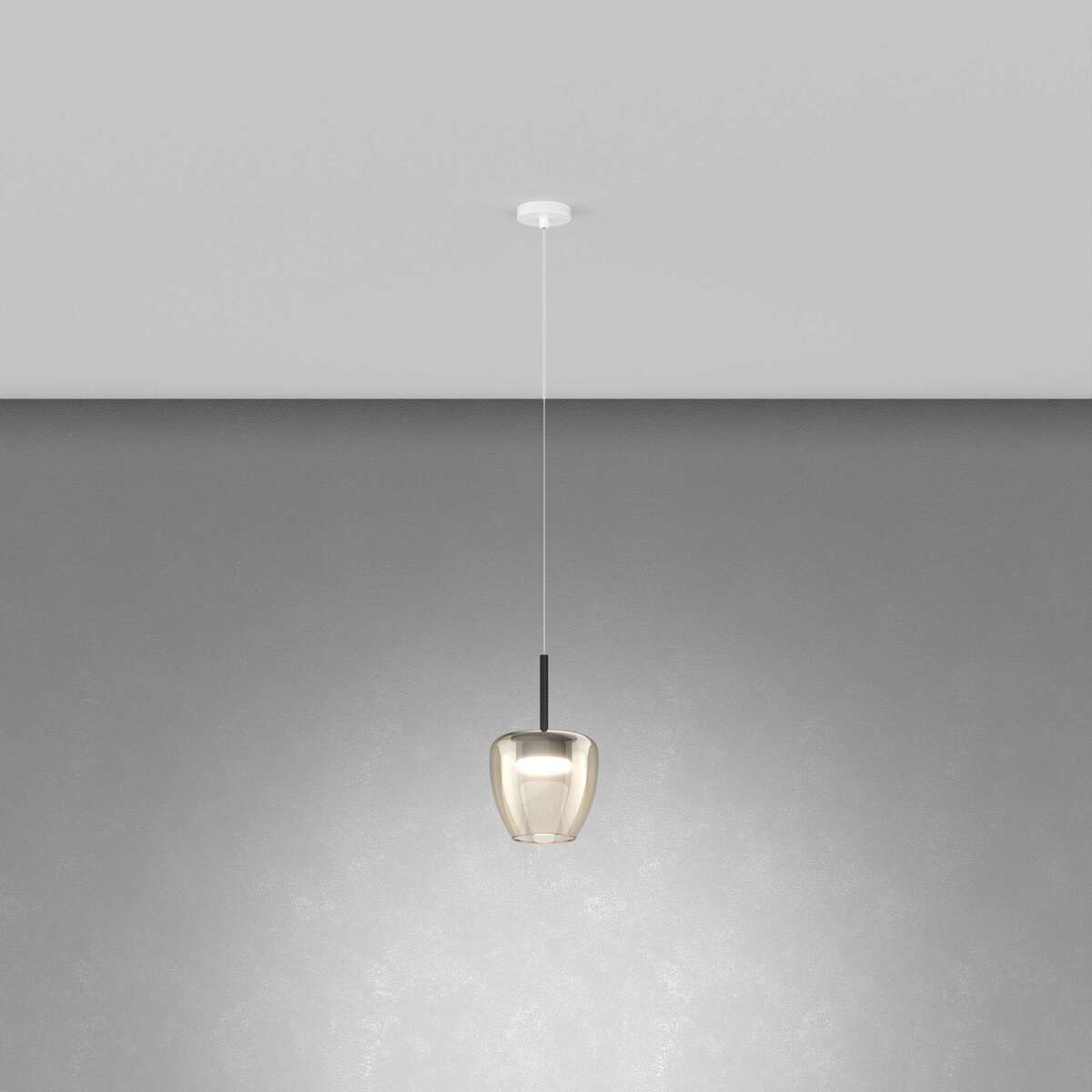 1236BI/SP-AM SOSP. BIANCO 1 LUCE VETRO PICCOLO AMBRA