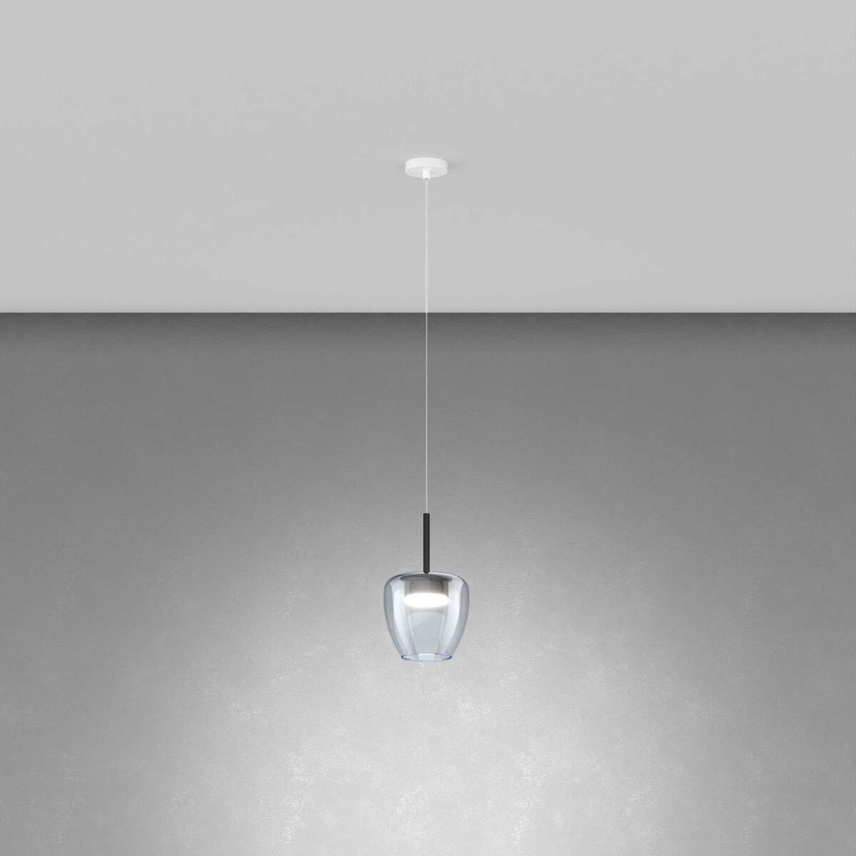 1236BI/SP-BL SOSP. BIANCO 1 LUCE VETRO PICCOLO BLU