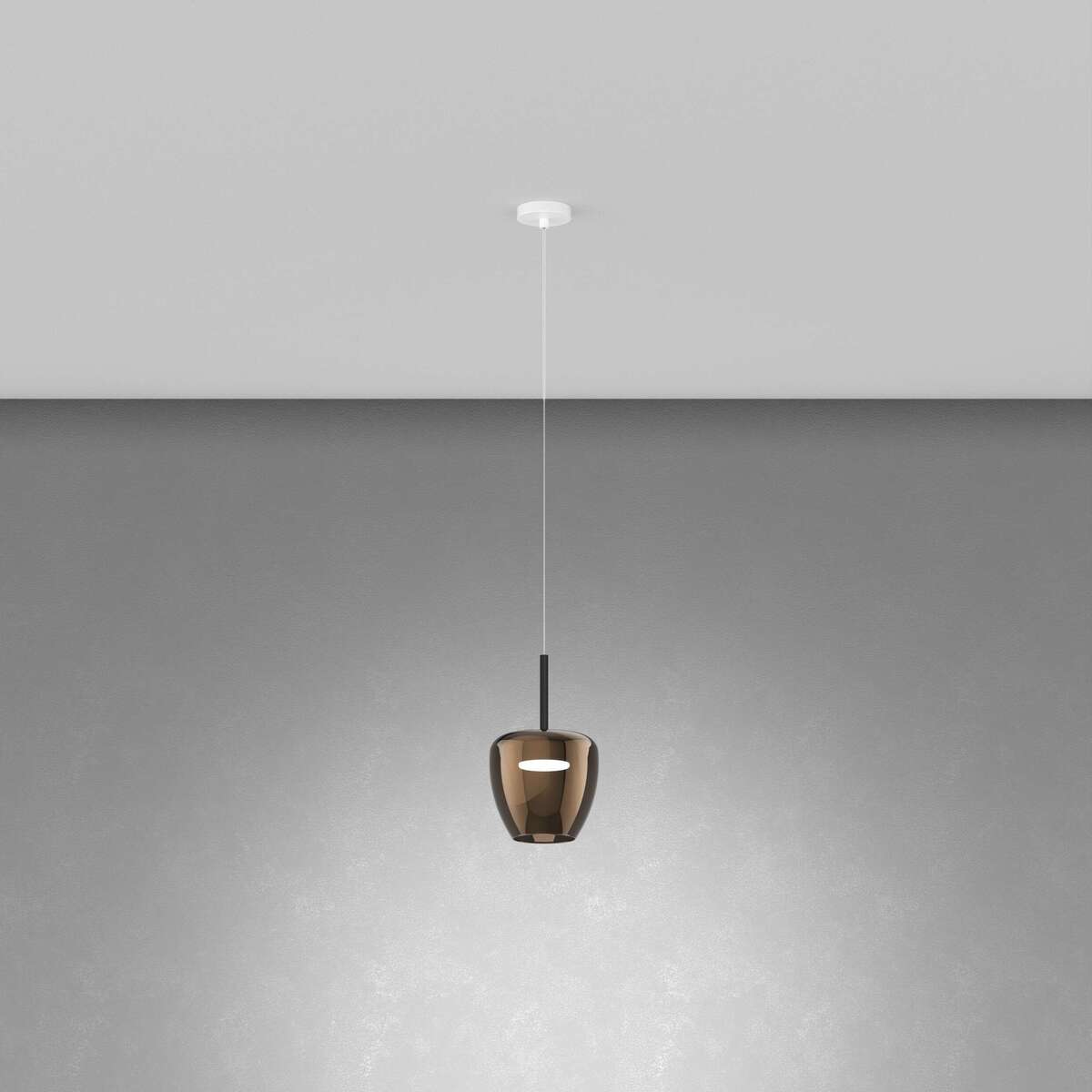 1236BI/SP-BR SOSP. BIANCO 1 LUCE VETRO PICCOLO BRONZO