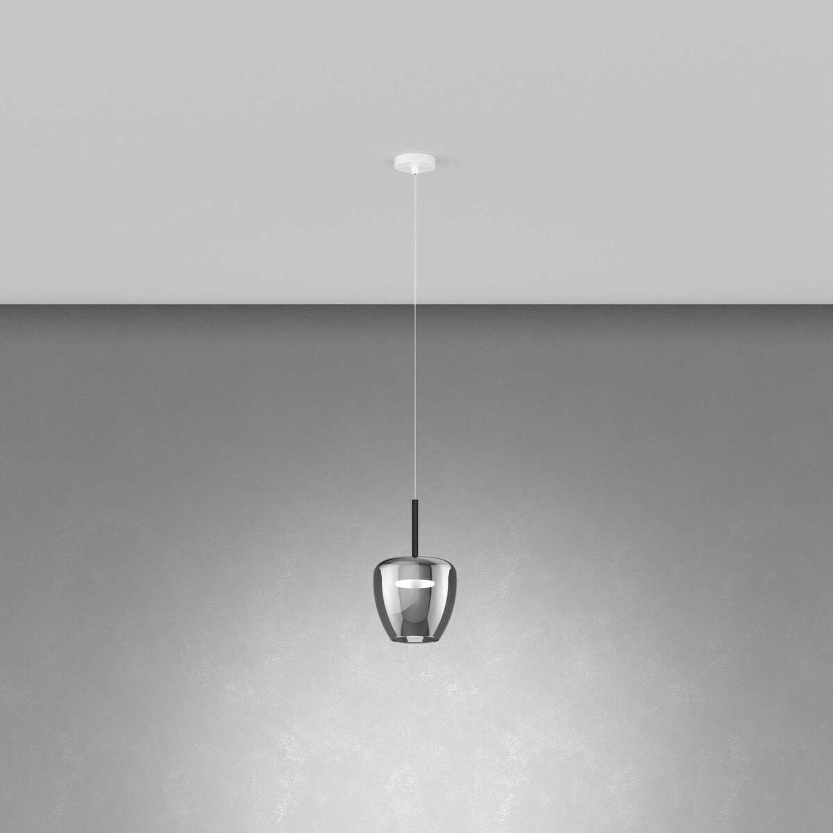 1236BI/SP-FU SOSP. BIANCO 1 LUCE VETRO PICCOLO FUME