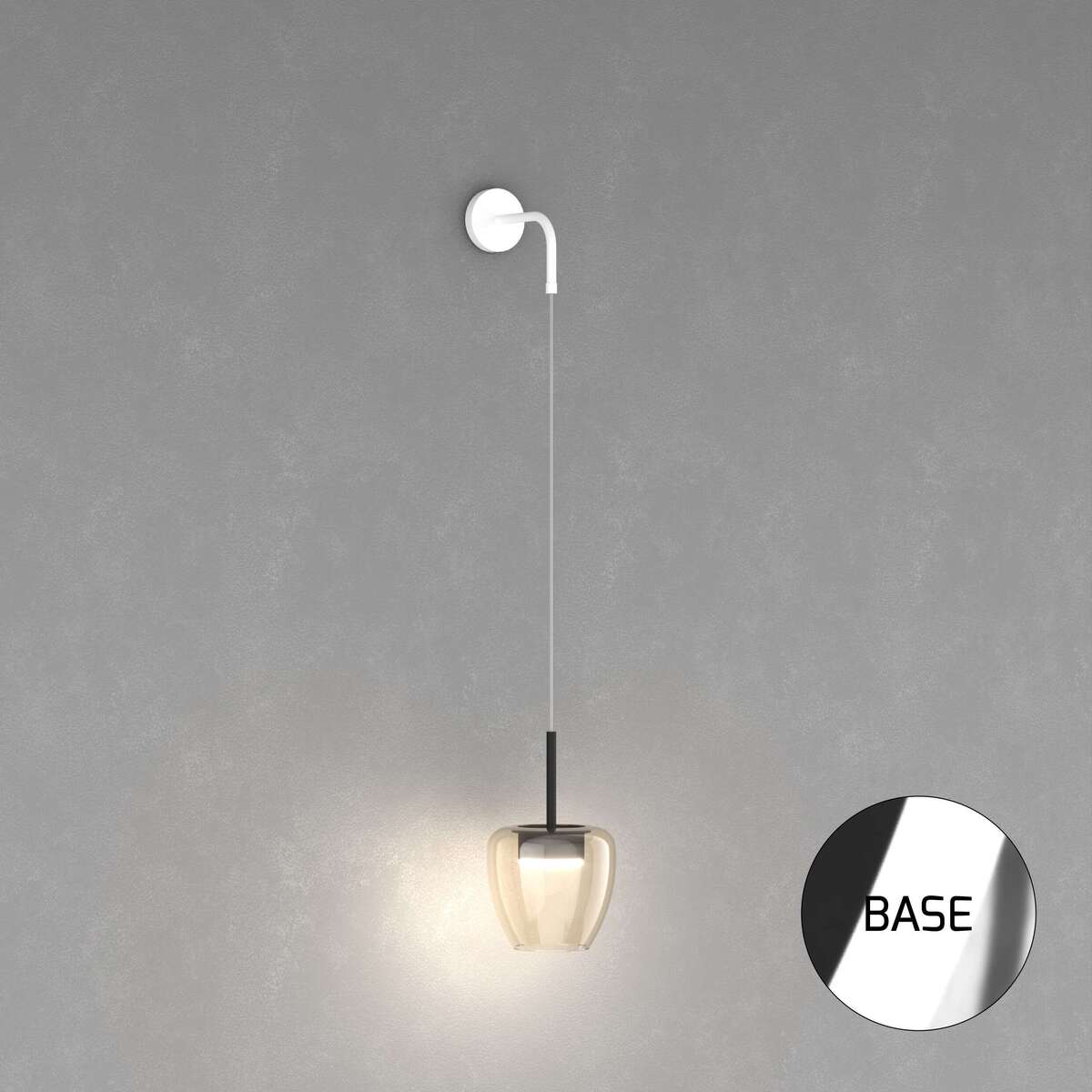 1236CR/A-AM APPLIQUE CROMO 1 LUCE VETRO PICCOLO AMBRA