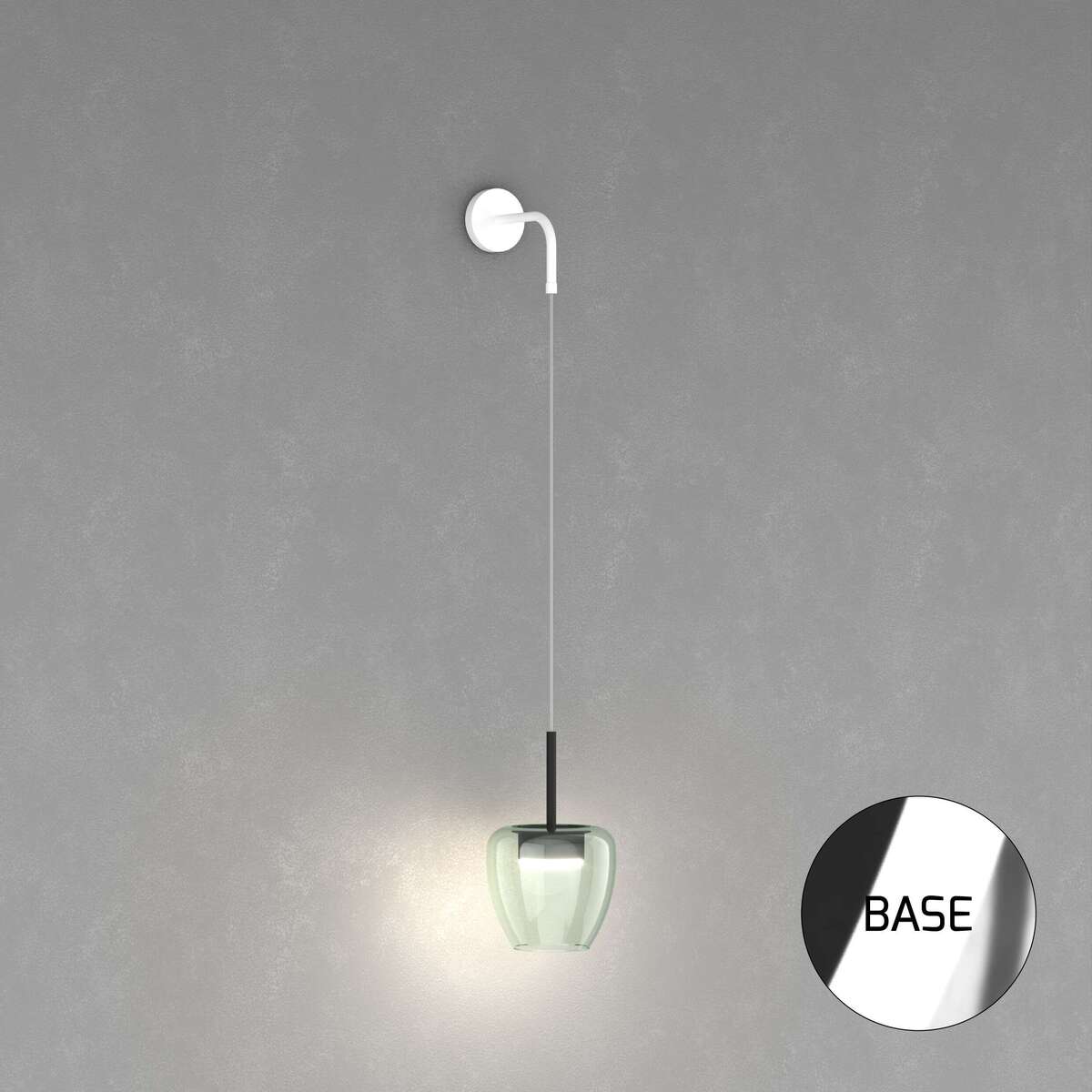 1236CR/A-VE APPLIQUE CROMO 1 LUCE VETRO PICCOLO VERDE
