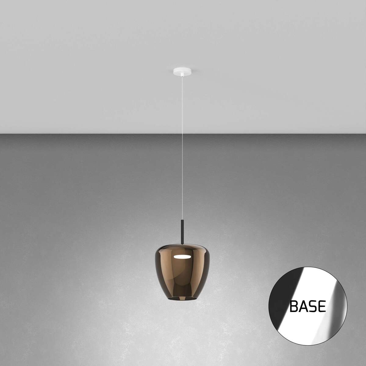 1236CR/SG-BR SOSP. CROMO 1 LUCE VETRO GRANDE BRONZO