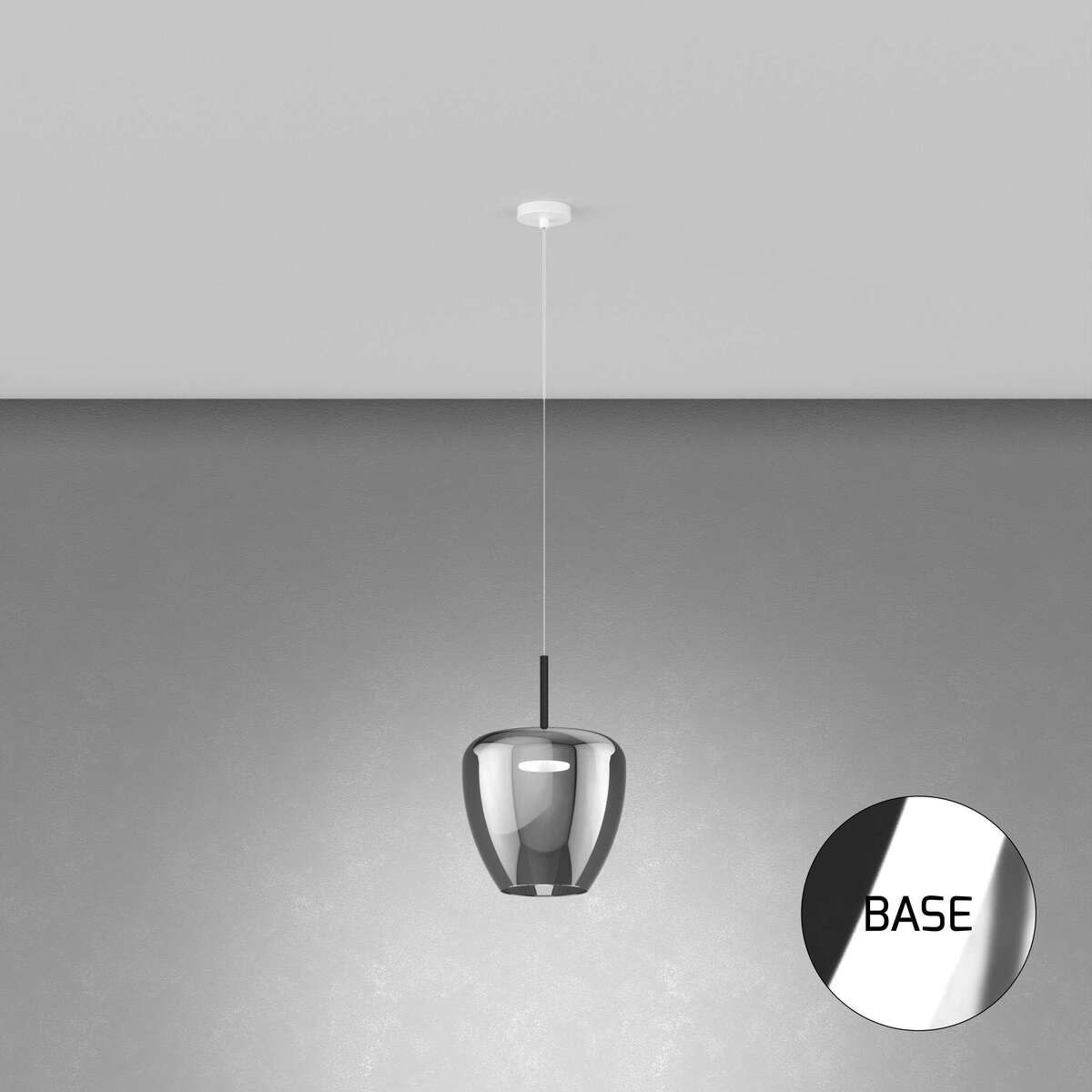 1236CR/SG-FU SOSP. CROMO 1 LUCE VETRO GRANDE FUME