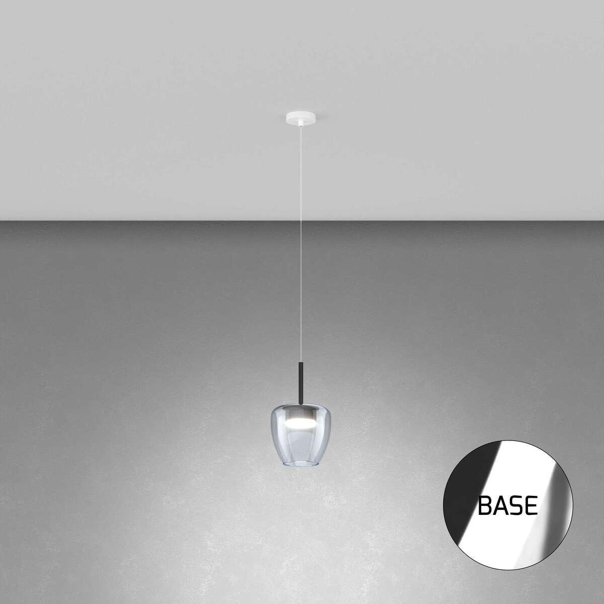 1236CR/SP-BL SOSP. CROMO 1 LUCE VETRO PICCOLO BLU