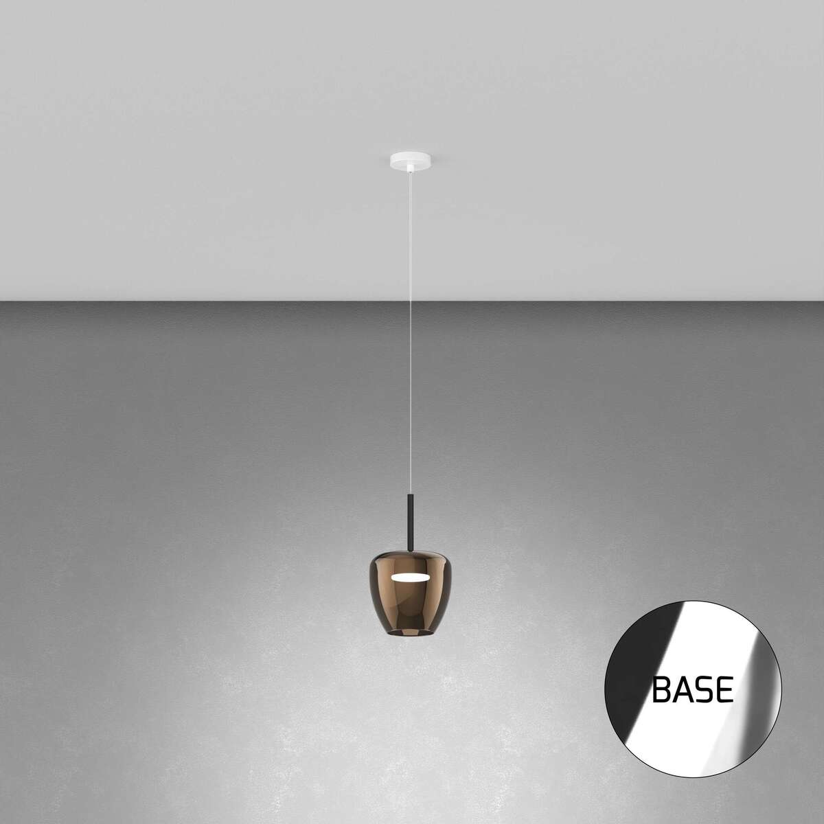 1236CR/SP-BR SOSP. CROMO 1 LUCE VETRO PICCOLO BRONZO