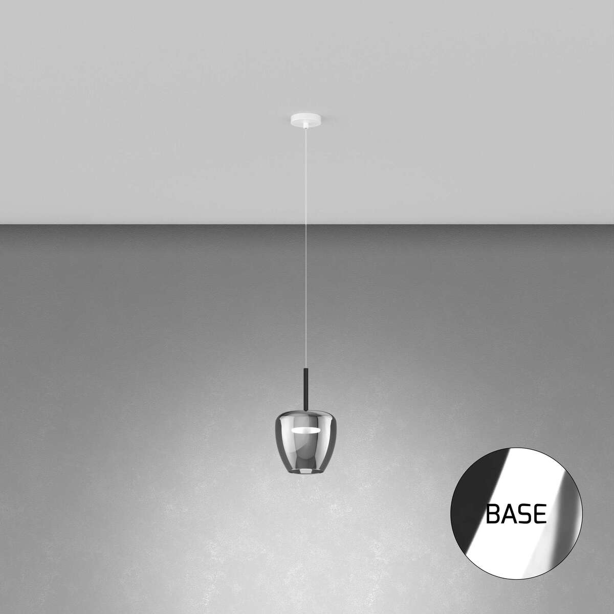 1236CR/SP-FU SOSP. CROMO 1 LUCE VETRO PICCOLO FUME