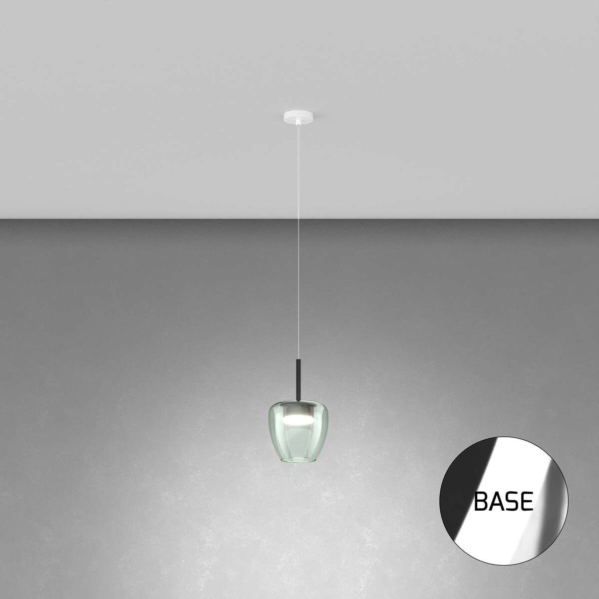 1236CR/SP-VE SOSP. CROMO 1 LUCE VETRO PICCOLO VERDE