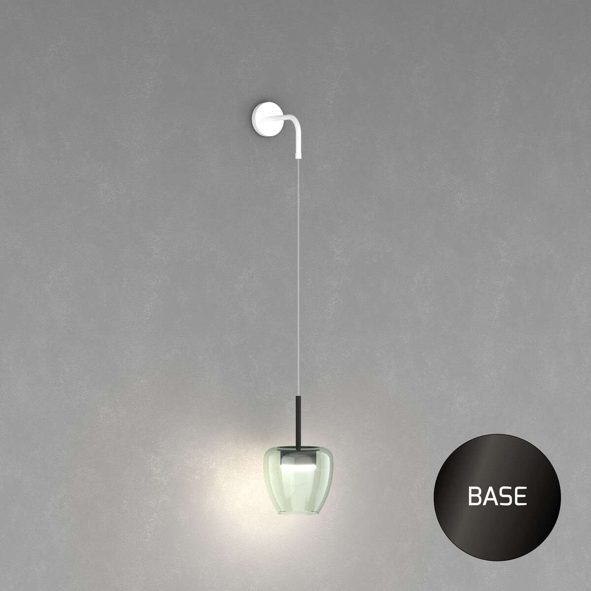 1236NB/A-VE APPLIQUE NEARLY BLACK 1 LUCE VETRO PICCOLO VERDE