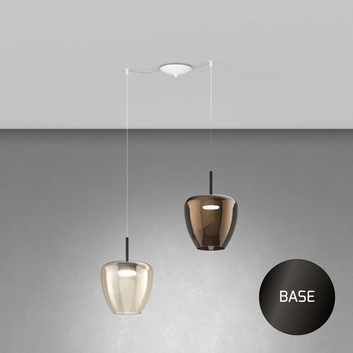 1236NB/S2 SG-AB SOSP. NEARLY BLACK 2 LUCI SPOSTABILE VETRI GRANDI (1 AMBRA + 1 BRONZO)