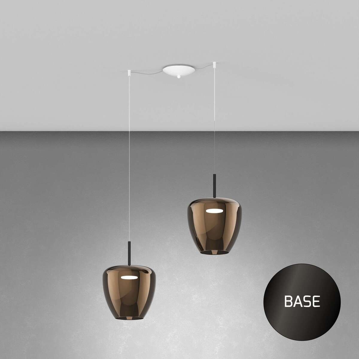 1236NB/S2 SG-BR SOSP. NEARLY BLACK 2 LUCI SPOSTABILE VETRI GRANDI BRONZO