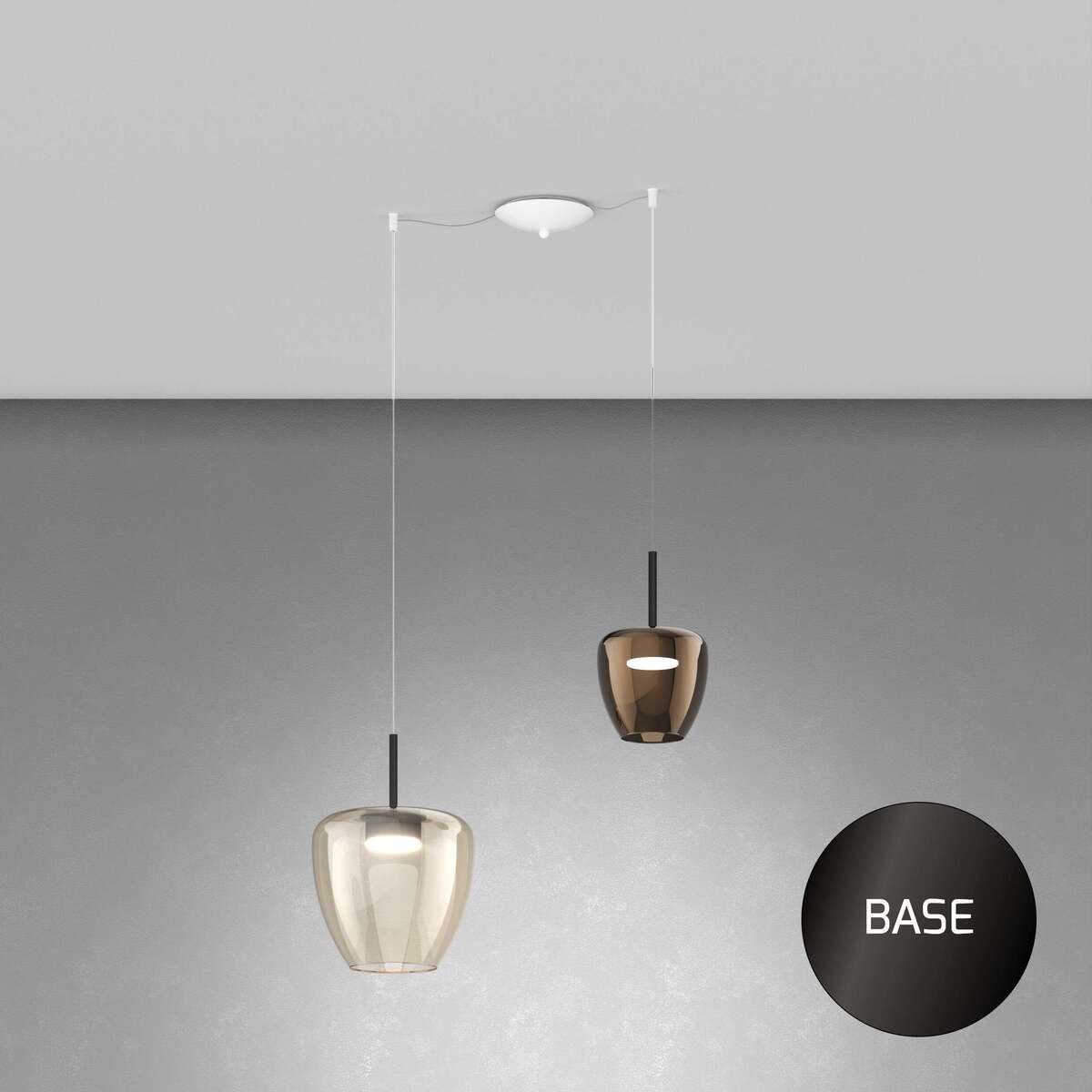 1236NB/S2 SMIX-AB SOSP. NEARLY BLACK 2 LUCI SPOSTABILE VETRI (1 PICCOLO BRONZO + 1 GRANDE AMBRA)