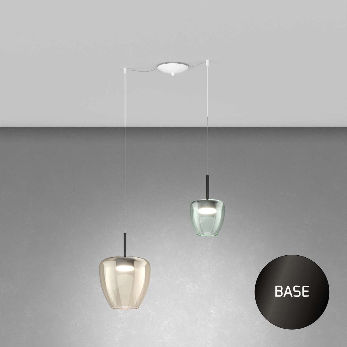 1236NB/S2 SMIX-MP SOSP. NEARLY BLACK 2 LUCI SPOSTABILE VETRI (1 PICCOLO VERDE + 1 GRANDE AMBRA)