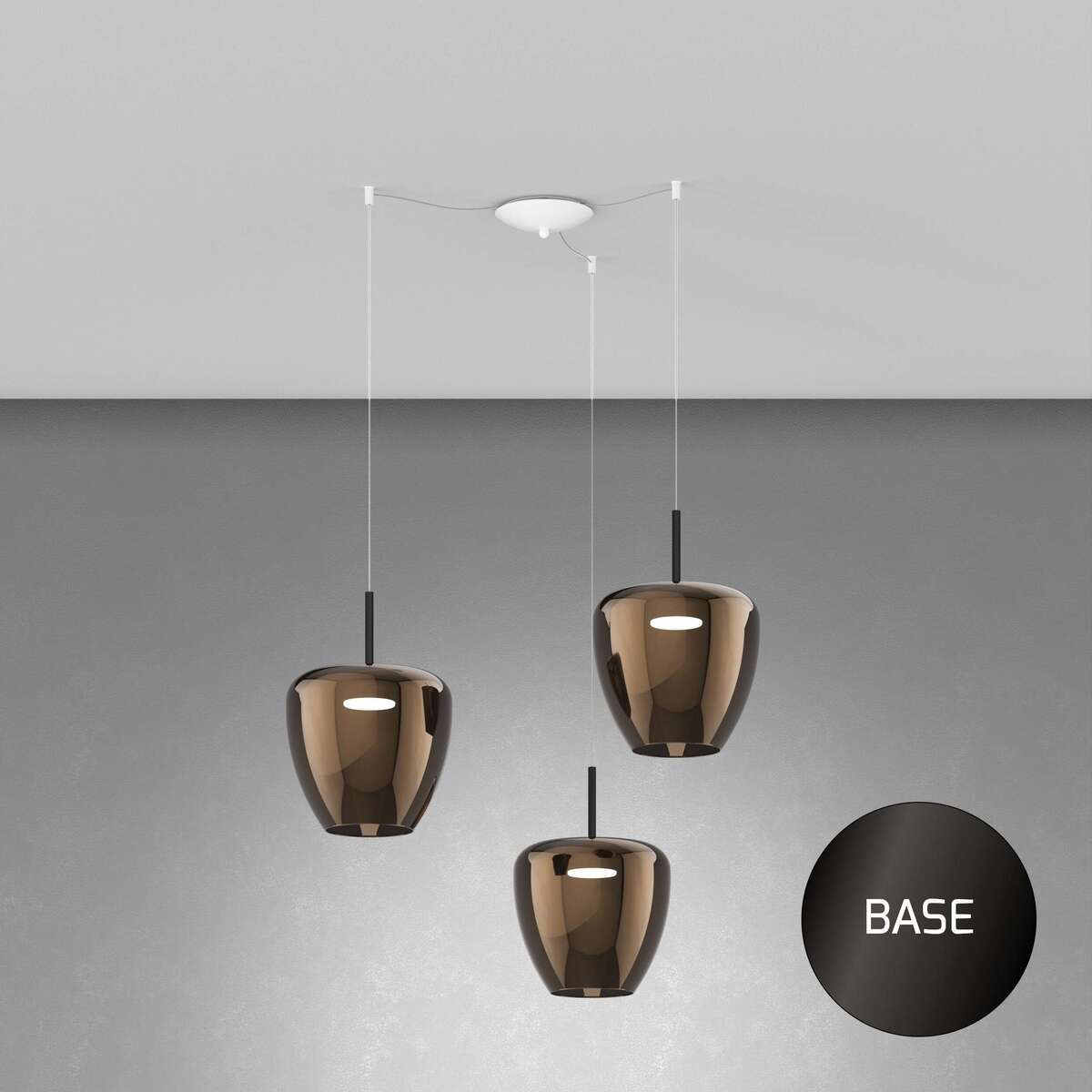 1236NB/S3 SG-BR SOSP. NEARLY BLACK 3 LUCI SPOSTABILE VETRI GRANDI BRONZO