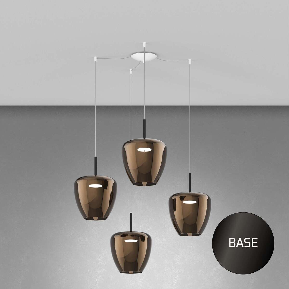 1236NB/S4 SG-BR SOSP. NEARLY BLACK 4 LUCI SPOSTABILE VETRI GRANDI BRONZO