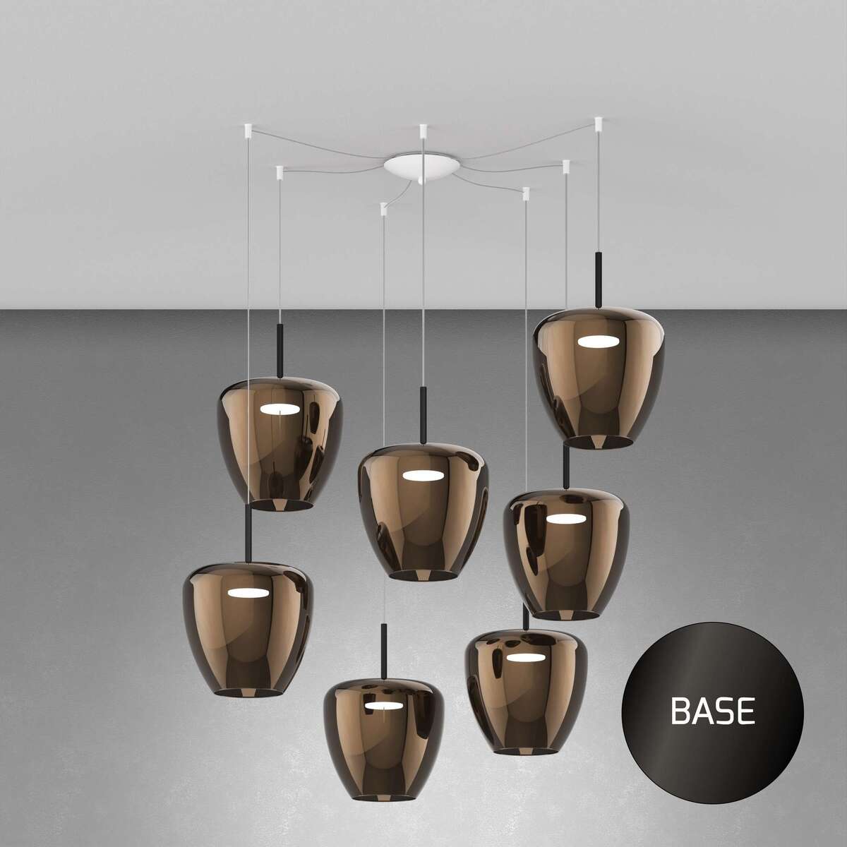 1236NB/S7 SG-BR SOSP. NEARLY BLACK 7 LUCI SPOSTABILE VETRI GRANDI BRONZO