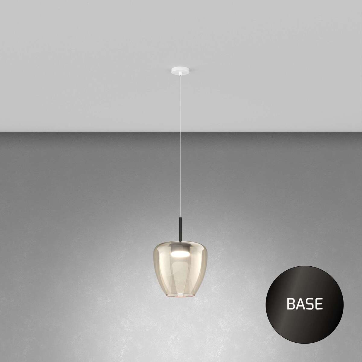 1236NB/SG-AM SOSP. NEARLY BLACK 1 LUCE VETRO GRANDE AMBRA