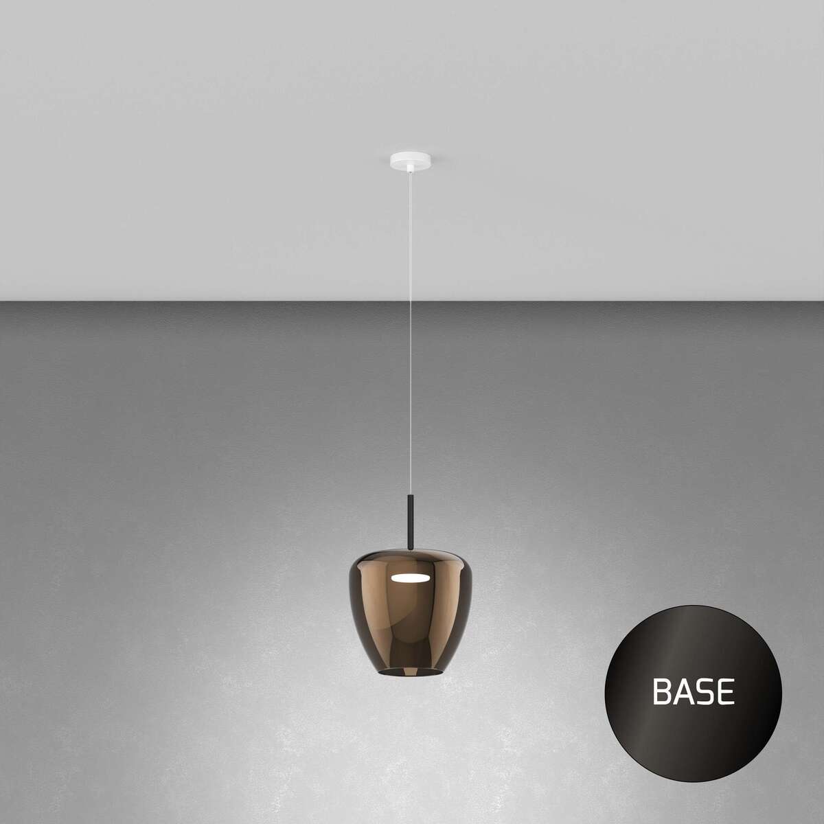 1236NB/SG-BR SOSP. NEARLY BLACK 1 LUCE VETRO GRANDE BRONZO