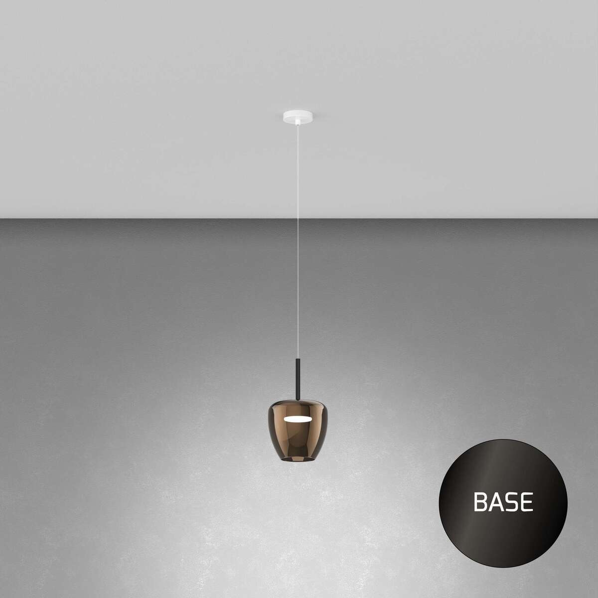 1236NB/SP-BR SOSP. NEARLY BLACK 1 LUCE VETRO PICCOLO BRONZO