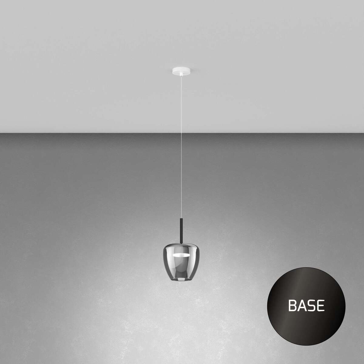 1236NB/SP-FU SOSP. NEARLY BLACK 1 LUCE VETRO PICCOLO FUME