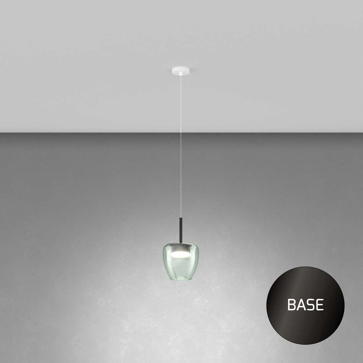 1236NB/SP-VE SOSP. NEARLY BLACK 1 LUCE VETRO PICCOLO VERDE
