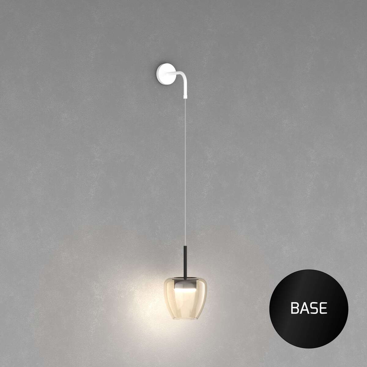 1236NE/A-AM APPLIQUE NERO 1 LUCE VETRO PICCOLO AMBRA
