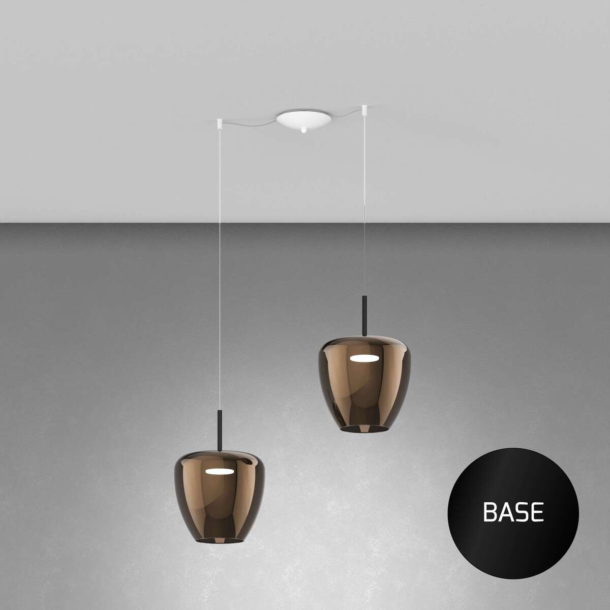 1236NE/S2 SG-BR SOSP. NERO 2 LUCI SPOSTABILE VETRI GRANDI BRONZO
