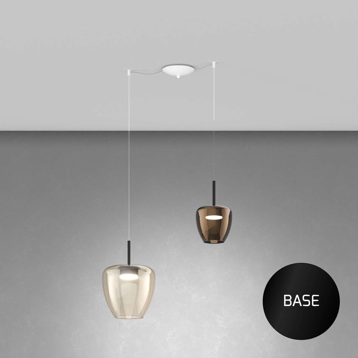 1236NE/S2 SMIX-AB SOSP. NERO 2 LUCI SPOSTABILE VETRI (1 PICCOLO BRONZO + 1 GRANDE AMBRA)