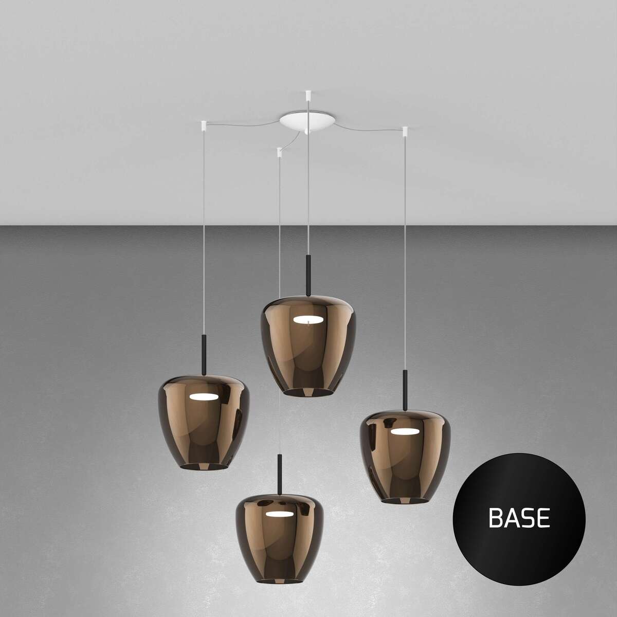 1236NE/S4 SG-BR SOSP. NERO 4 LUCI SPOSTABILE VETRI GRANDI BRONZO