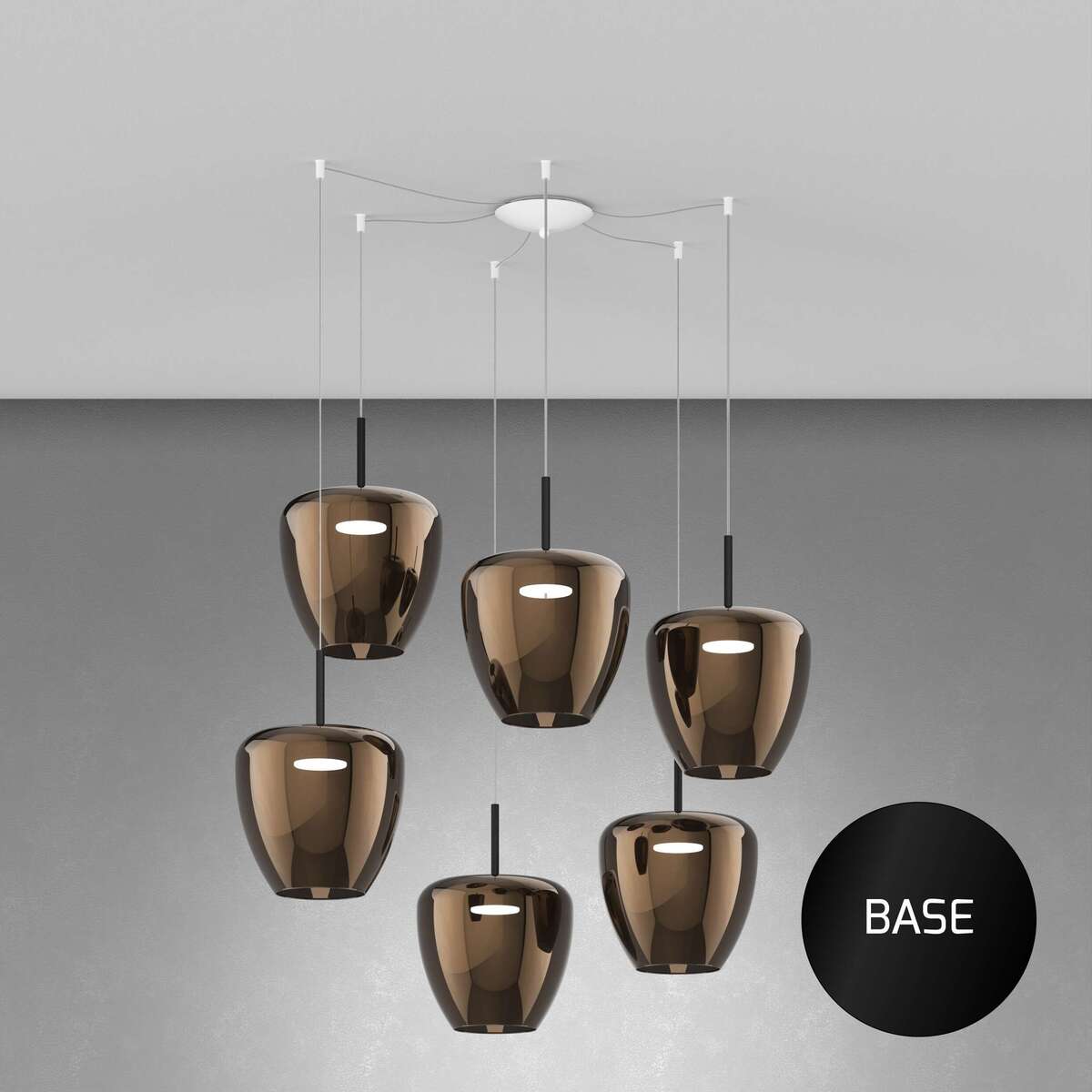 1236NE/S6 SG-BR SOSP. NERO 6 LUCI SPOSTABILE VETRI GRANDI BRONZO