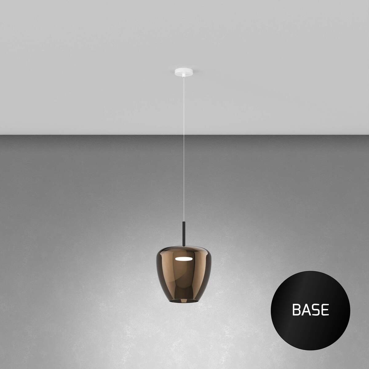 1236NE/SG-BR SOSP. NERO 1 LUCE VETRO GRANDE BRONZO