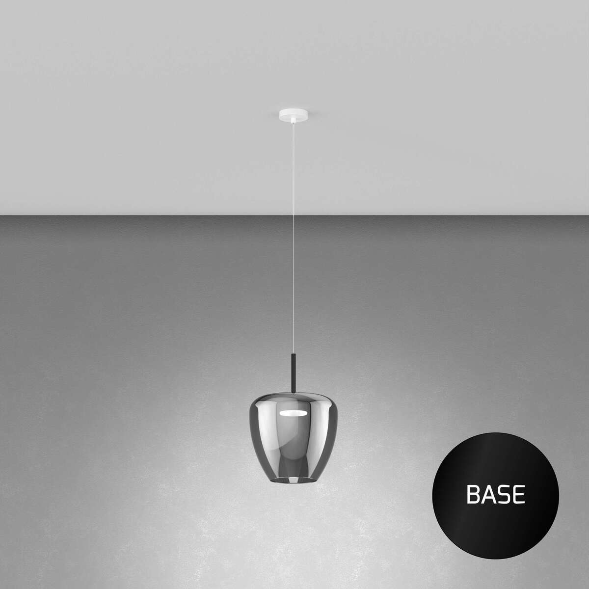 1236NE/SG-FU SOSP. NERO 1 LUCE VETRO GRANDE FUME