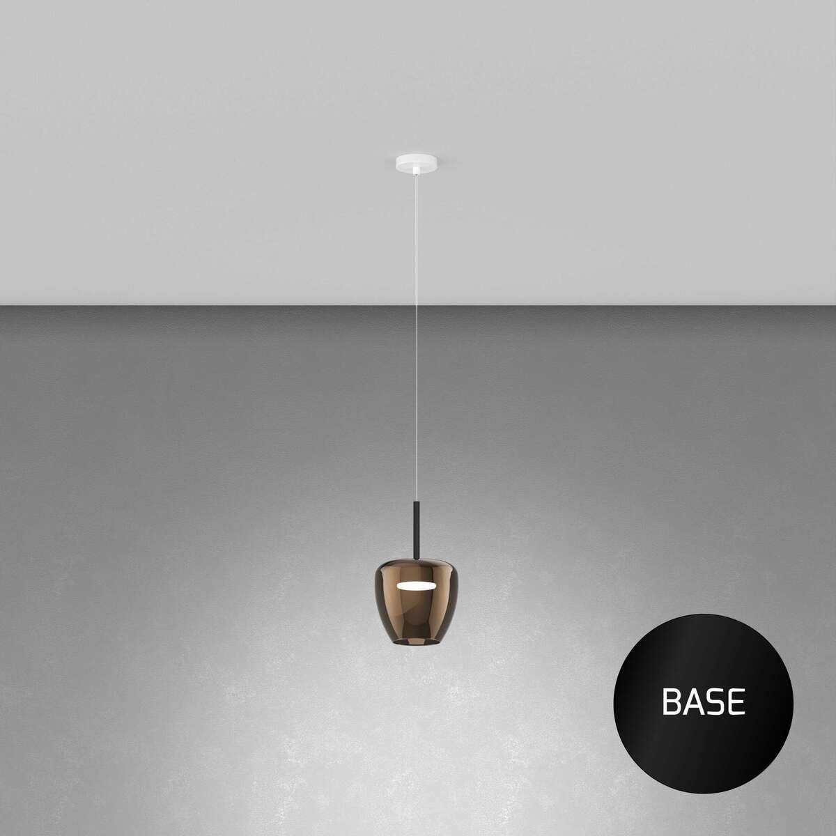 1236NE/SP-BR SOSP. NERO 1 LUCE VETRO PICCOLO BRONZO