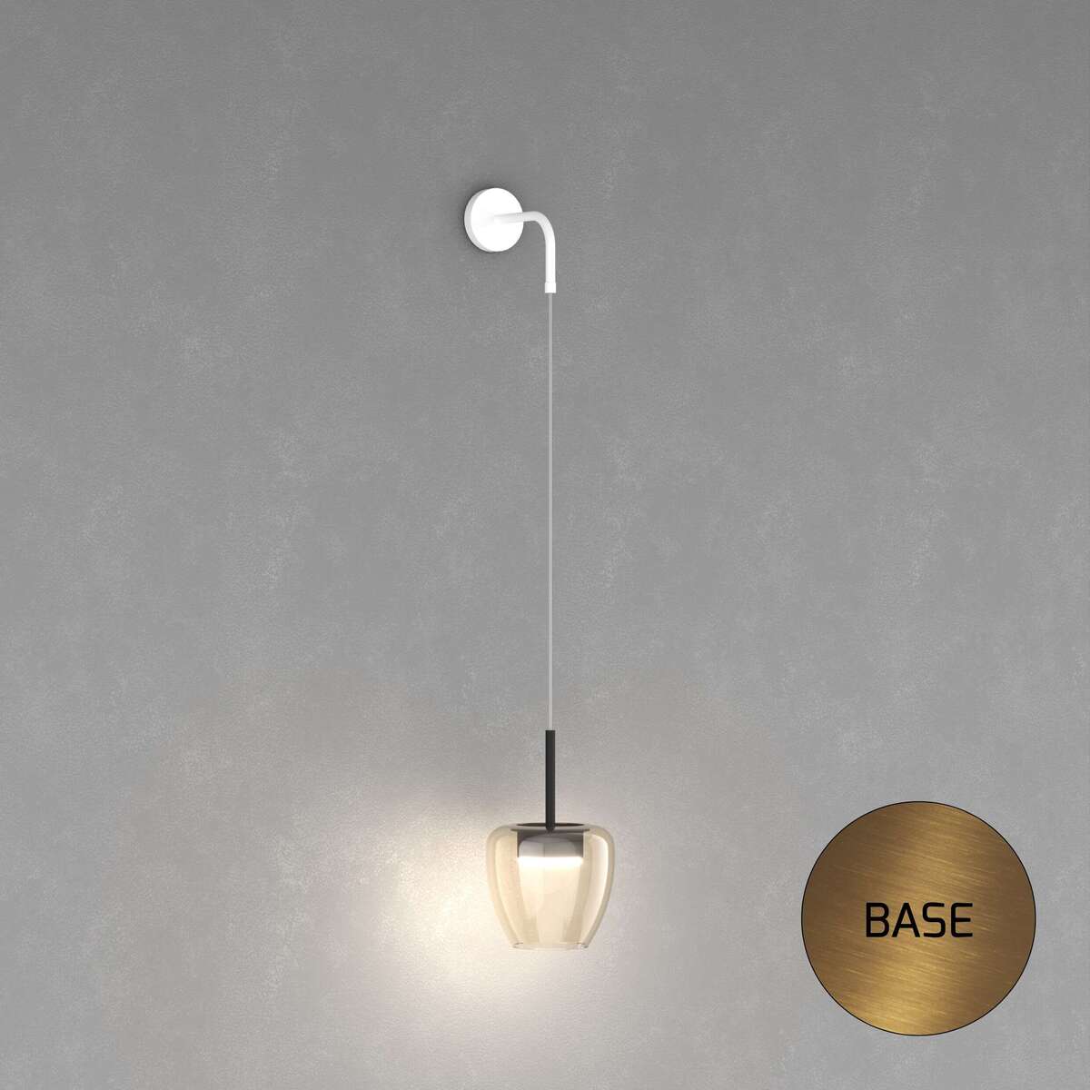 1236OS/A-AM APPLIQUE OTTONE SAT. 1 LUCE VETRO PICCOLO AMBRA
