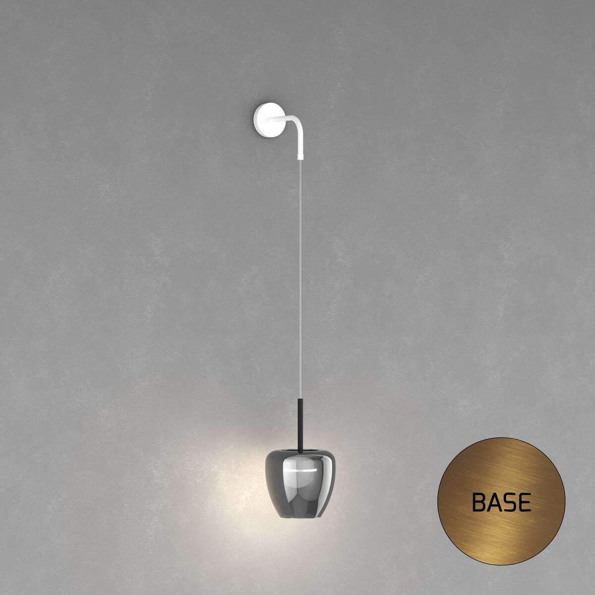 1236OS/A-FU APPLIQUE OTTONE SAT. 1 LUCE VETRO PICCOLO FUME