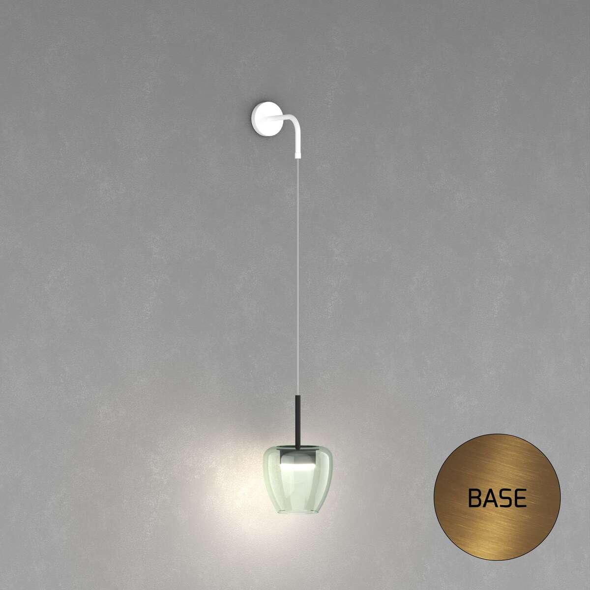 1236OS/A-VE APPLIQUE OTTONE SAT. 1 LUCE VETRO PICCOLO VERDE