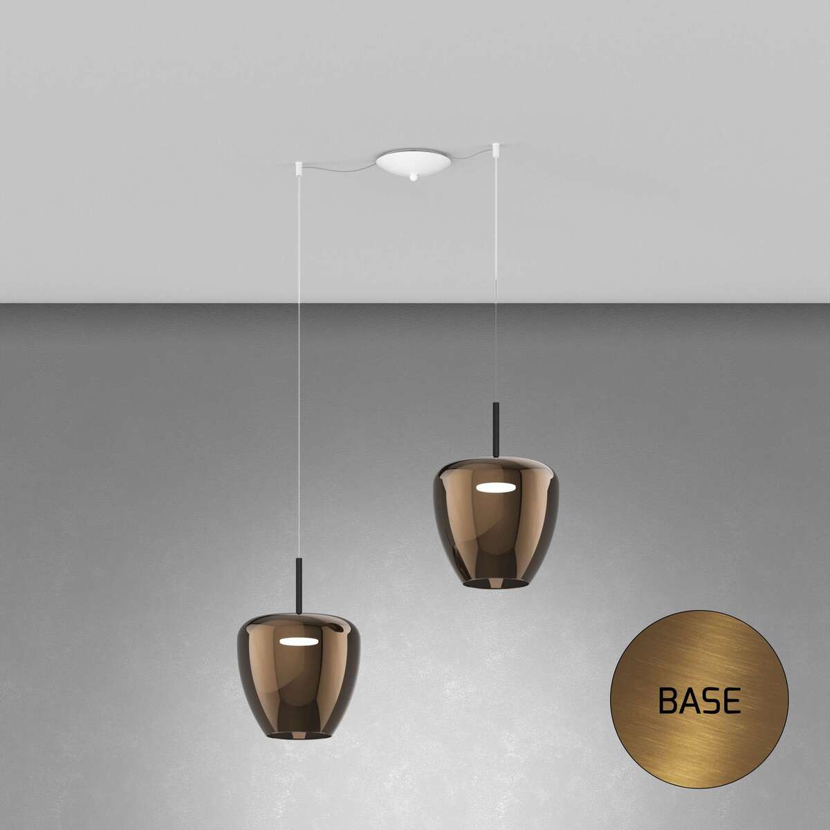1236OS/S2 SG-BR SOSP. OTTONE SAT. 2 LUCI SPOSTABILE VETRI GRANDI BRONZO