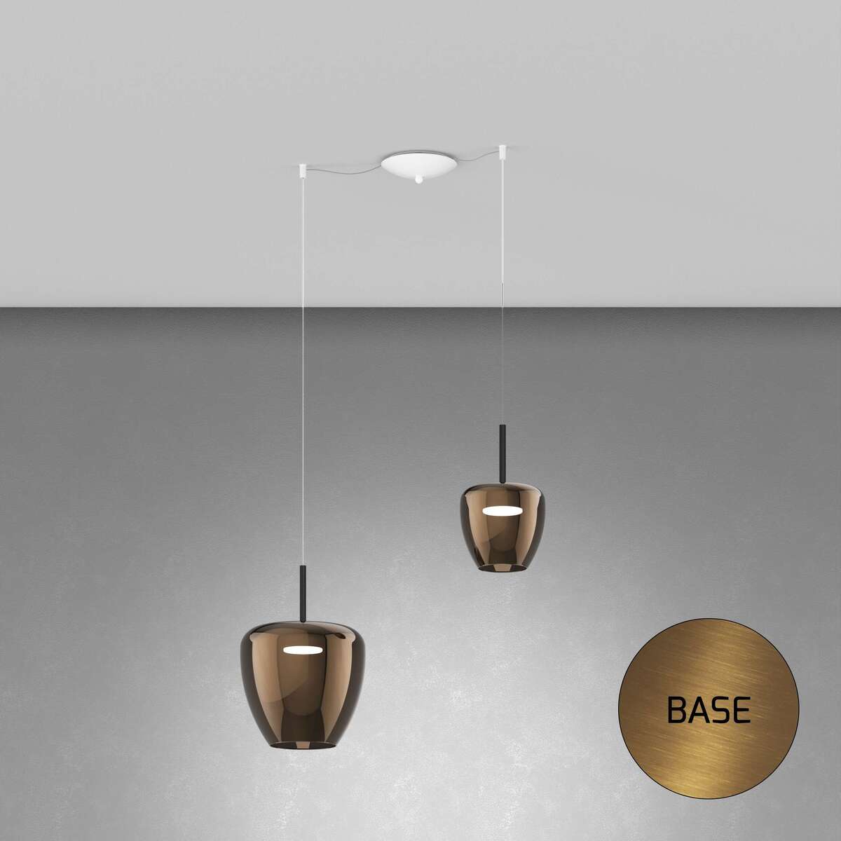 1236OS/S2 SMIX-BR SOSP. OTTONE SAT. 2 LUCI SPOSTABILE VETRI (1 PICCOLO + 1 GRANDE) TUTTI BRONZO