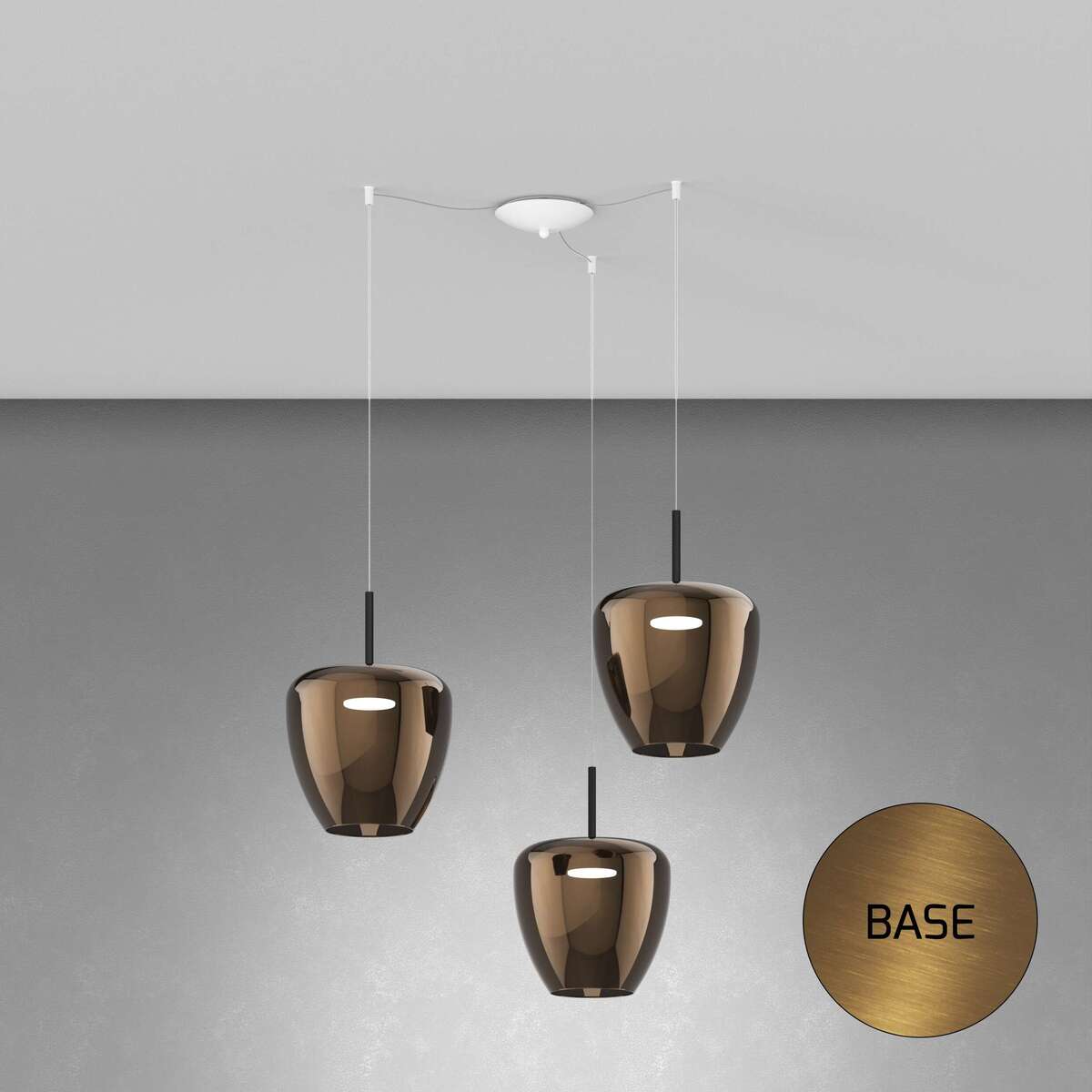 1236OS/S3 SG-BR SOSP. OTTONE SAT. 3 LUCI SPOSTABILE VETRI GRANDI BRONZO