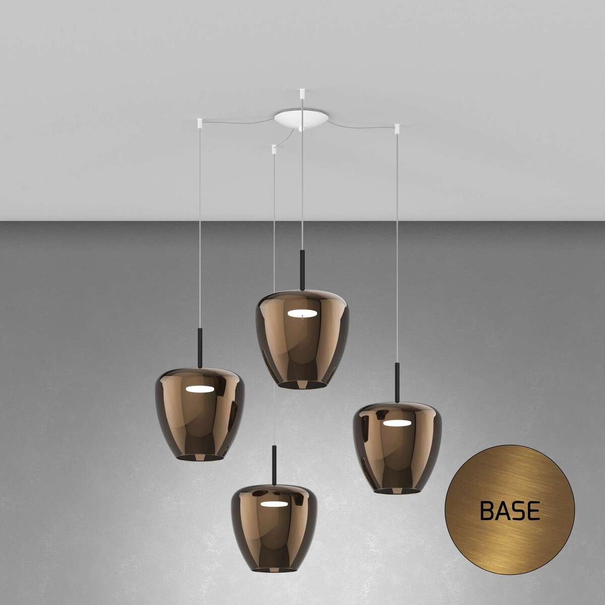 1236OS/S4 SG-BR SOSP. OTTONE SAT. 4 LUCI SPOSTABILE VETRI GRANDI BRONZO