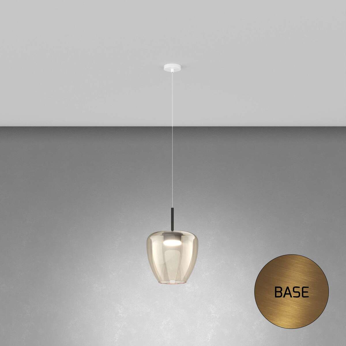 1236OS/SG-AM SOSP. OTTONE SAT. 1 LUCE VETRO GRANDE AMBRA