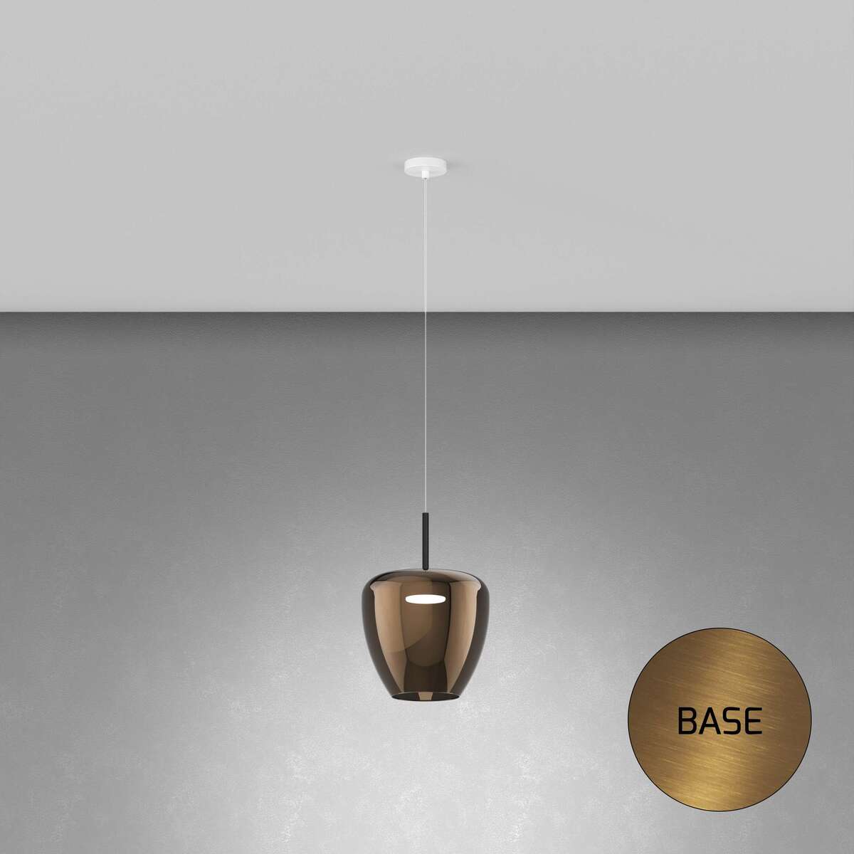 1236OS/SG-BR SOSP. OTTONE SAT. 1 LUCE VETRO GRANDE BRONZO