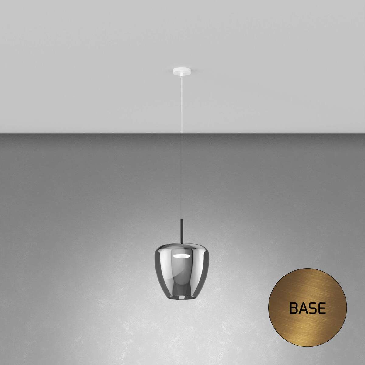 1236OS/SG-FU SOSP. OTTONE SAT. 1 LUCE VETRO GRANDE FUME
