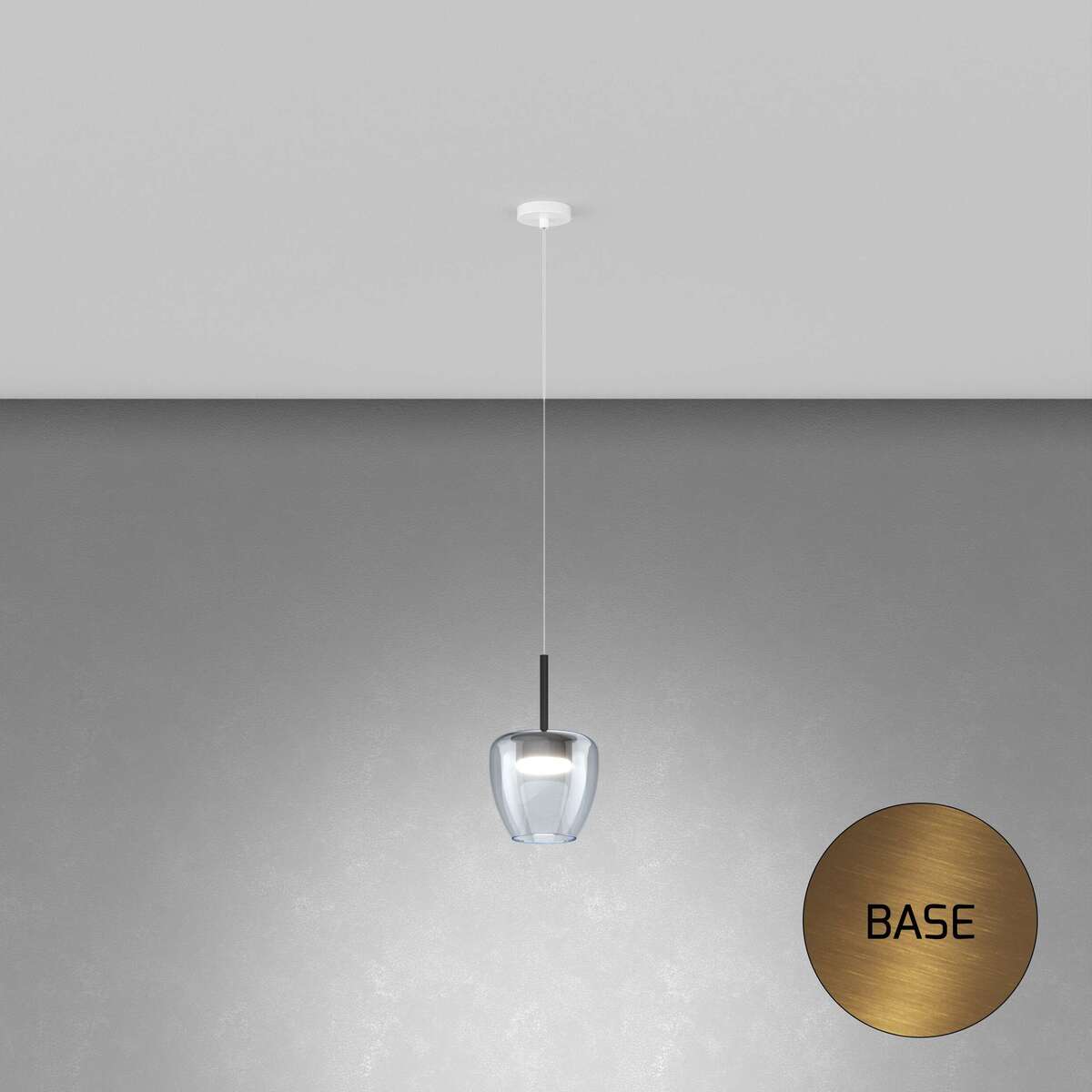 1236OS/SP-BL SOSP. OTTONE SAT. 1 LUCE VETRO PICCOLO BLU