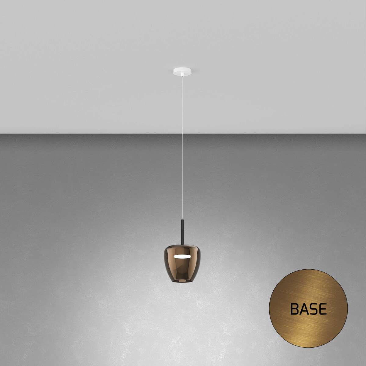 1236OS/SP-BR SOSP. OTTONE SAT. 1 LUCE VETRO PICCOLO BRONZO