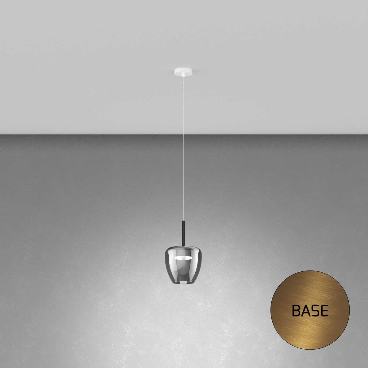 1236OS/SP-FU SOSP. OTTONE SAT. 1 LUCE VETRO PICCOLO FUME