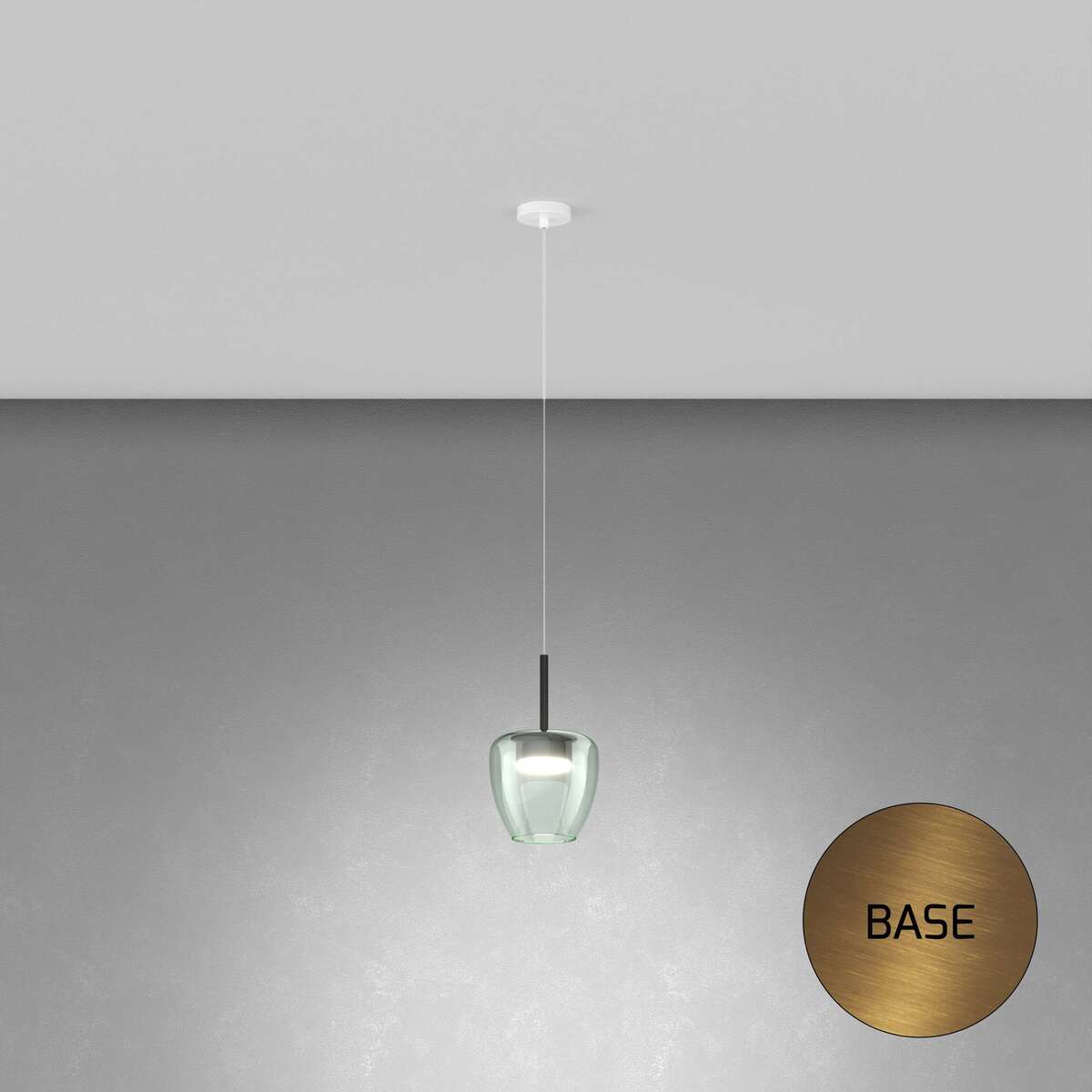 1236OS/SP-VE SOSP. OTTONE SAT. 1 LUCE VETRO PICCOLO VERDE