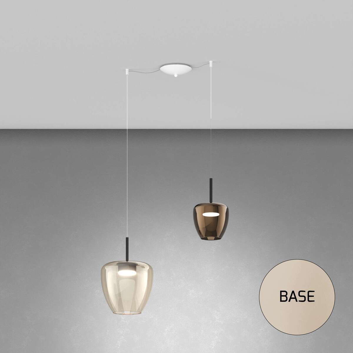 1236SA/S2 SMIX-AB SOSP. SABBIA 2 LUCI SPOSTABILE VETRI (1 PICCOLO BRONZO + 1 GRANDE AMBRA)